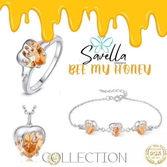 "BEE MY HONEY" SOLID STERLING 925 SILVER CITRINE GEMSTONE RING - Picture 7 of 7